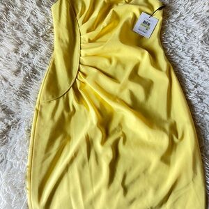 Calvin Klein One Shoulder Yellow Dress
